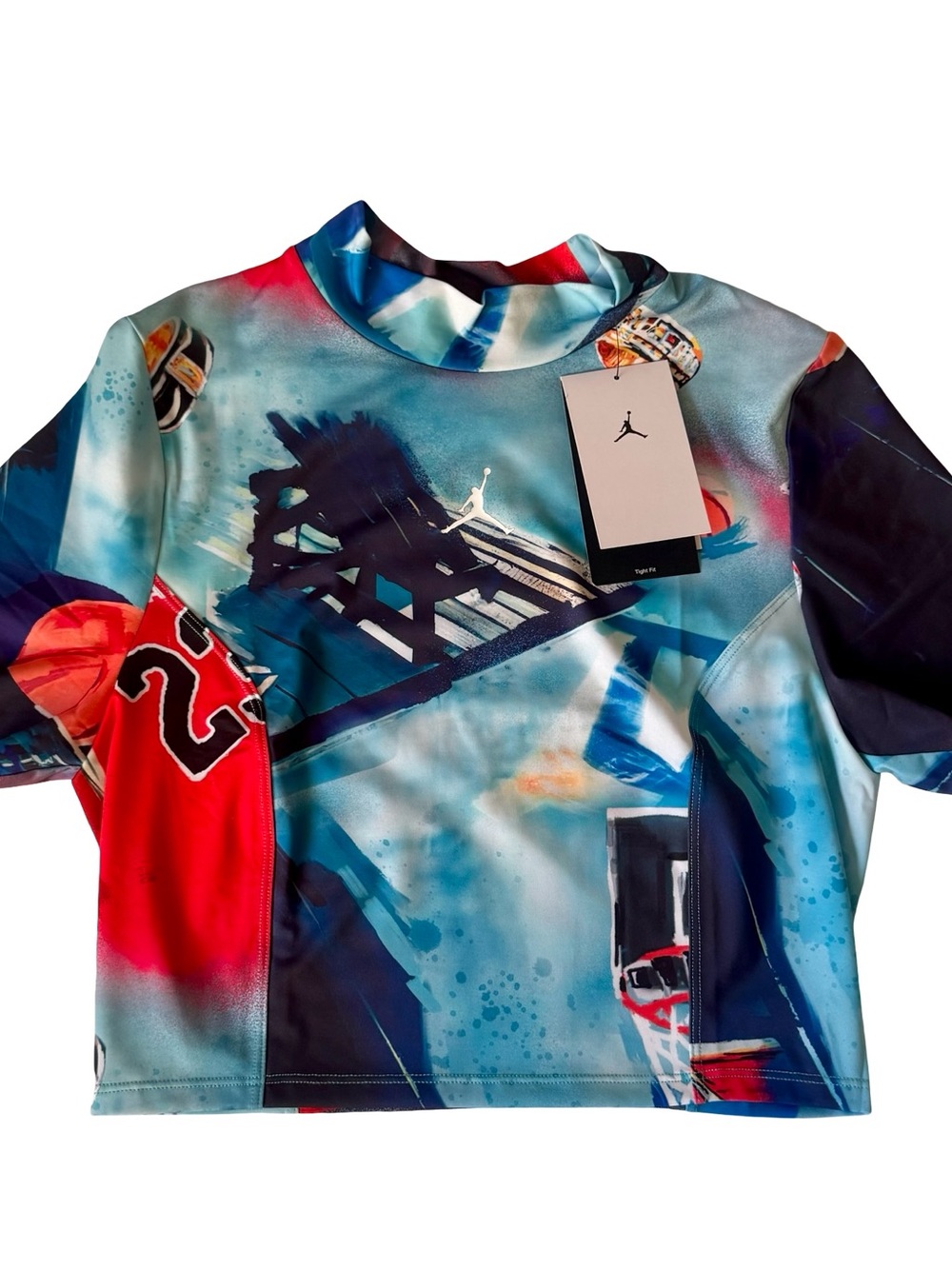 NWT Jordan Women’s Printed Short Sleeve Knit Crop Top Size M HJ0076-100
